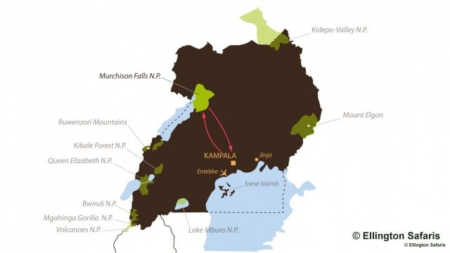 Map - 3 Day Murchison Falls NP Safari