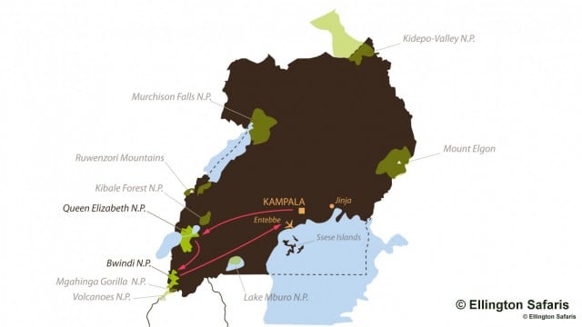 Map - 5 Day Gorilla Tracking and Wildlife Safari Uganda
